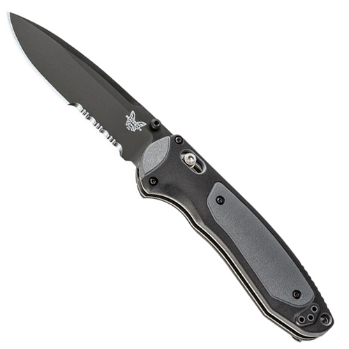 Benchmade Boost AXIS Assisted Black Half Serrated 3.7 Inch Folding Knife