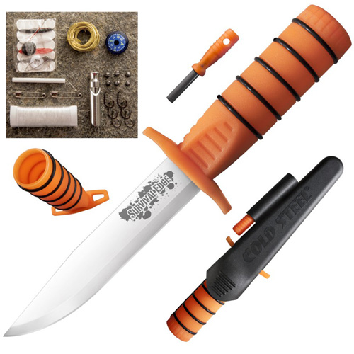 Cold Steel Survival Edge Orange Handle Fixed Blade Knife