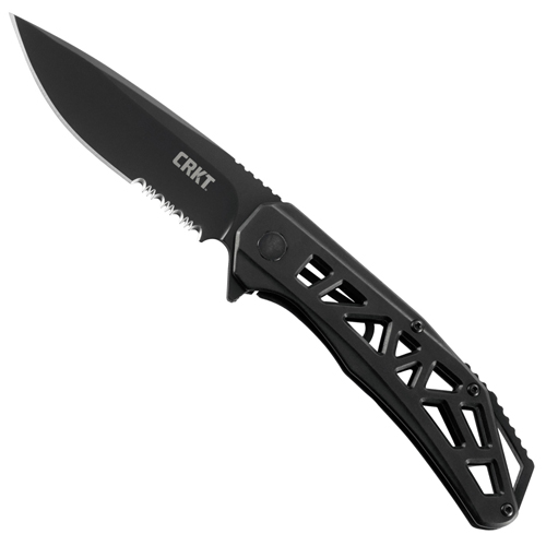 CRKT Gusset Black Triple Point Serrations Folder Knife