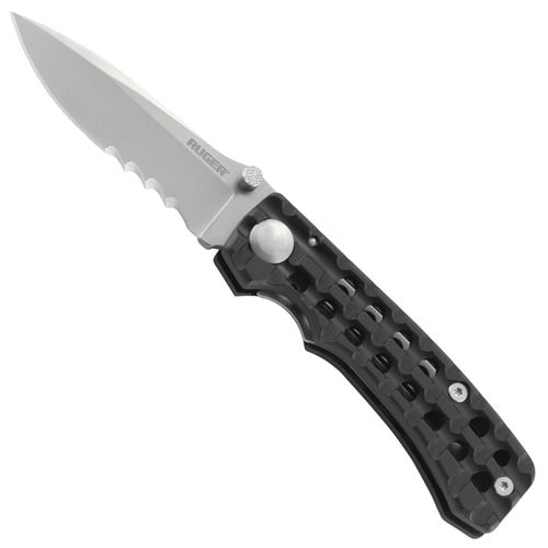 CRKT Ruger Go-N-Heavy Stonewash Knife Serrated Edge Compact