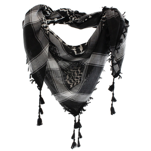 Shemagh Tactical Tassel Scarf - Black/White/Black