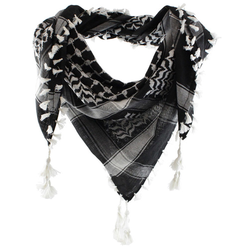 Shemagh Tactical Tassel Scarf - Black/White/White