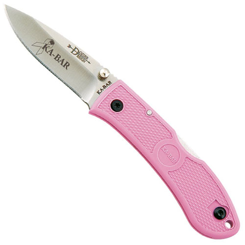Ka-Bar Mini Dozier Folder-Pink-Silver Clip, Str