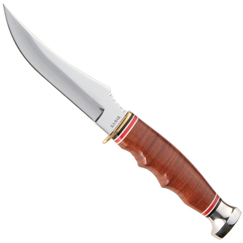 Ka-Bar Skinner Stacked Leather Handle Fixed Blade Knife