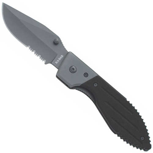 Ka-Bar 2-3073-8 Warthog II Black Clip Serrated Edge Folding Knife