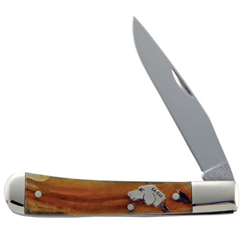Ka-Bar 2-8111-2 Dogs Head Single Blade Trapper Rams Horn Handle Folding Knife