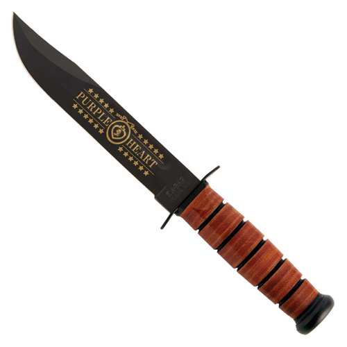 Ka-Bar Army 75th Anniversary Purple Heart Plain Leather Sheath Fixed Blade Knife