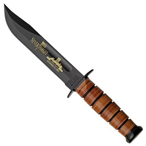 Ka-Bar Commemorative Knife USMC 9/11 Leather Sheath Fixed Blade Knife