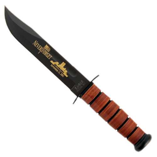 Ka-Bar Commemorative Knife USN 9/11 Leather Sheath Fixed Blade Knife