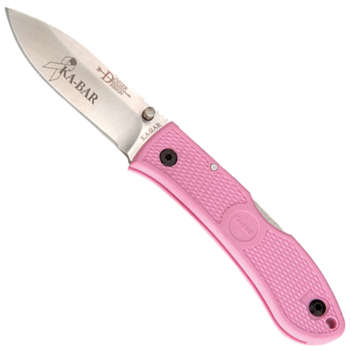 Ka-Bar Dozier Hunter Pink Silver Clip Folding Knife