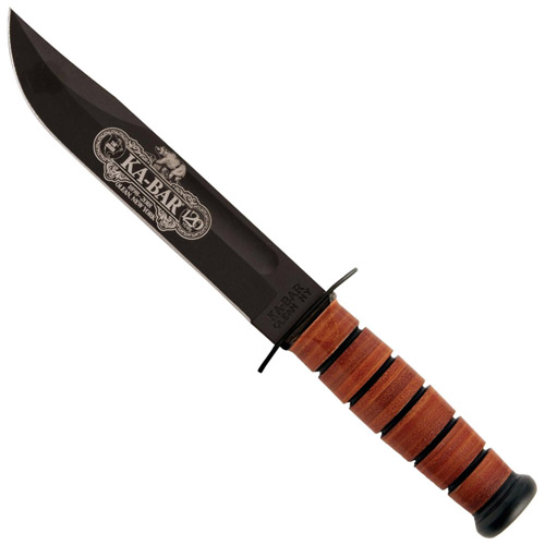 Ka-Bar 120th Anniversary USN Leather Handle Fixed Blade Knife