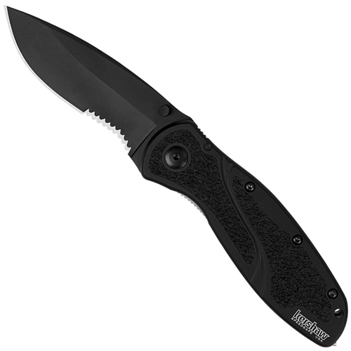 Kershaw Blur Assisted 3 3/8 inch Black Combo Blade with Glass Breaker