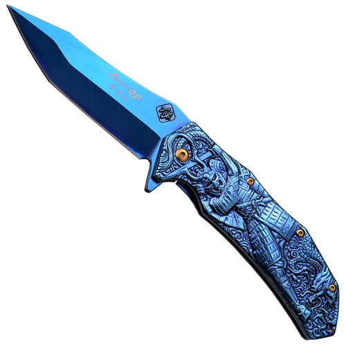 MC Sculpted Art 3mm Thick Blade Folding Knife - Blue