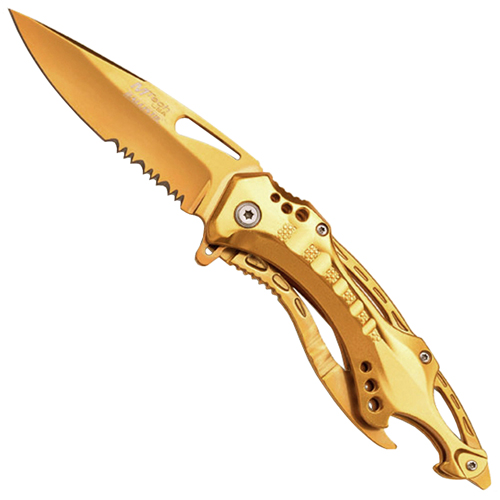 Ballistic Spring Assisted MT-A705 Folding Knife - Gold
