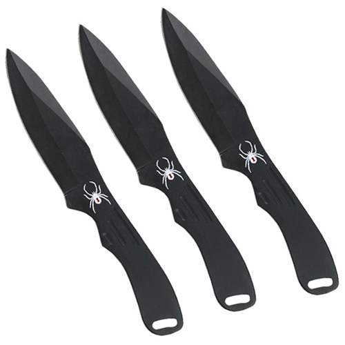 Perfect Point Spider Printed 8 Inch Throwing Knife 3 Pcs Set