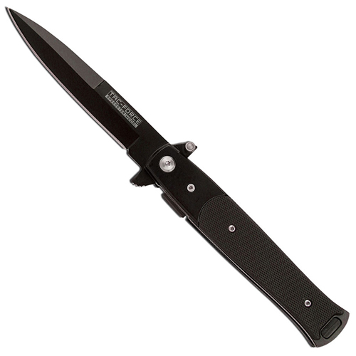 Tac Force Stiletto Flipper Knife Black G10