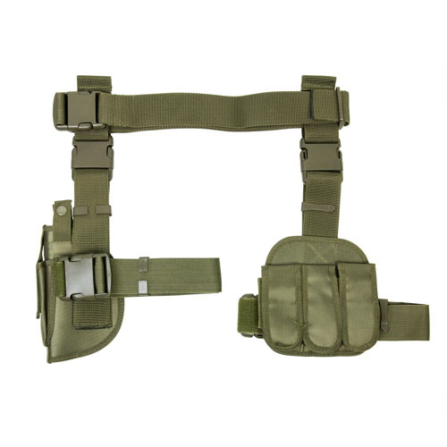 Ncstar 3pcs Drop Leg Green Gun Holster And Magazine Holder