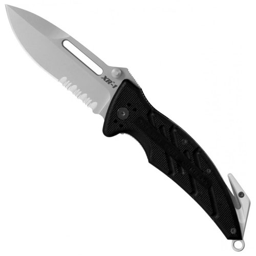 OKC XR 1 Black Folder Serrated Knife