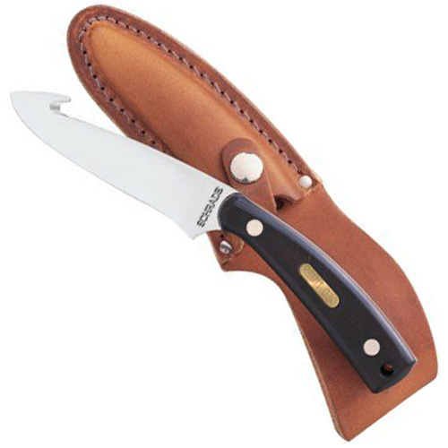 Schrade Gut Hook Skinner with Leather Sheath Clam Pack 7 1/4 inch