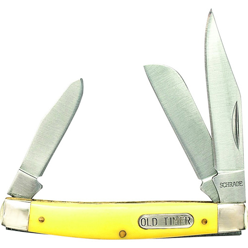 Schrade 3 5/16 Inches Middleman 3 Blade Yellow Handle