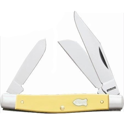 Schrade 4 Inches Senior Yellow 3 Blade Clam Packed Folding Knife