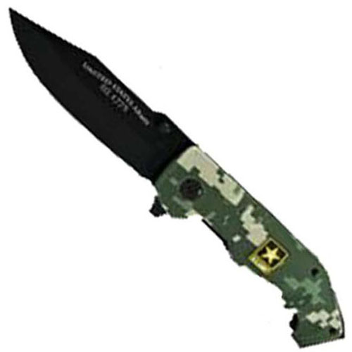 Schrade US Army Linerlock Black Drop Point Blade Pocket Folding Knife