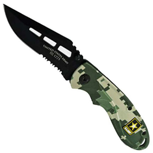 Schrade US Army Linerlock Black Clip Point Blade Folding Knife