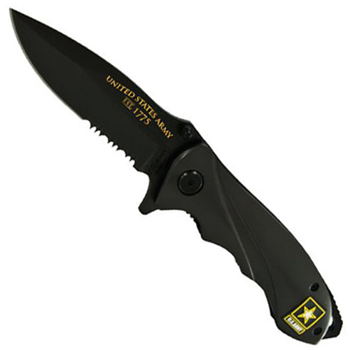 Schrade US Army Linerlock Black Stainless Steel Drop Point Blade Folding Knife
