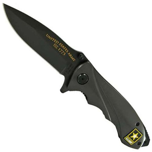 Schrade US Army Linerlock Grey Stainless Steel Drop Point Blade Folding Knife