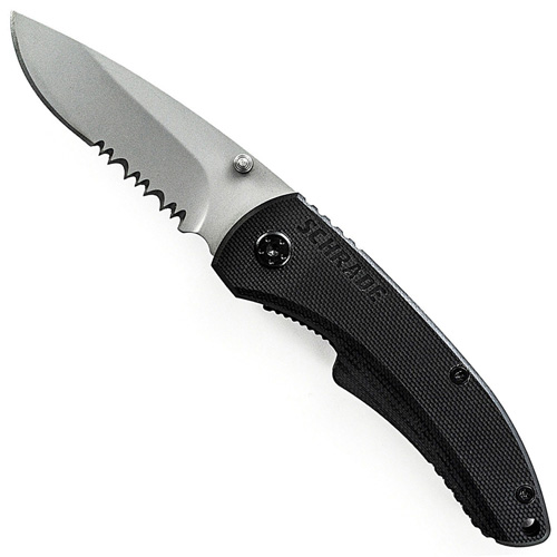 Schrade 9Cr14Mov High Carbon Partially Serrated Drop Point Blade Folding Knife