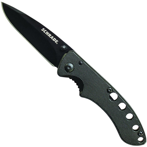 Schrade Liner Lock Aluminum Black Handle Folding Knife