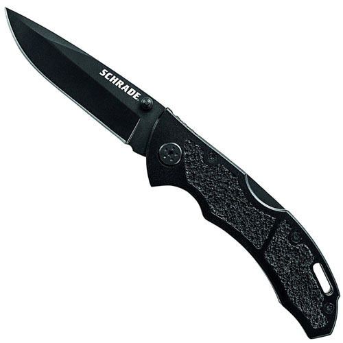 Schrade Black 9Cr14Mov High Carbon Handle With Track Tech Grip Folding Knife