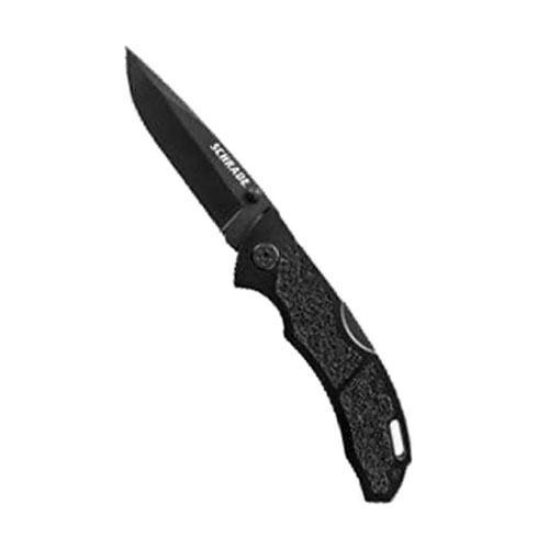 Schrade Black Steel Lock Back Aluminum Handle Folding Knife
