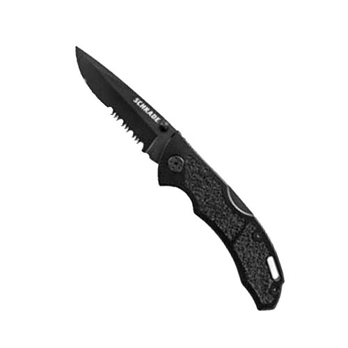 Schrade Black 9Cr14Mov Steel Lock Back Serrated Folding Knife