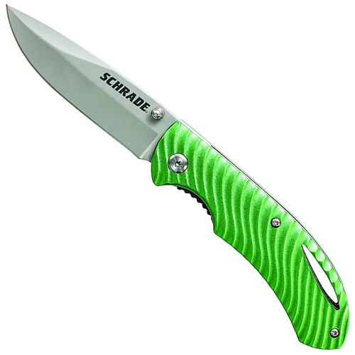 Schrade Metallic Green Aluminum Liner Lock Folding Knife
