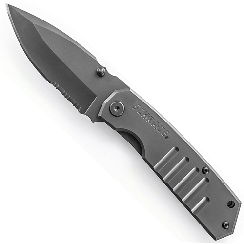 Schrade Frame Lock Titanium Coated Stainless Steel Handle With Folding Knife