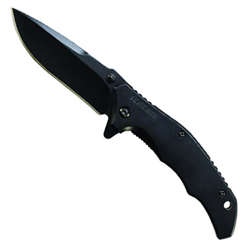Schrade Black Drop Point Blade 7.82 Inch Folding Knife