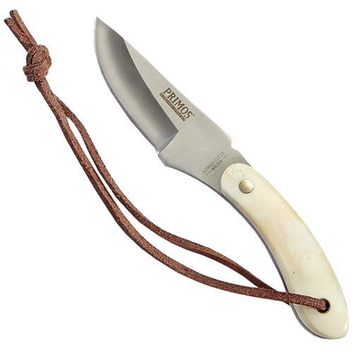 Schrade Primos White Bone Handle And Leather Sheath Fixed Blade Knife