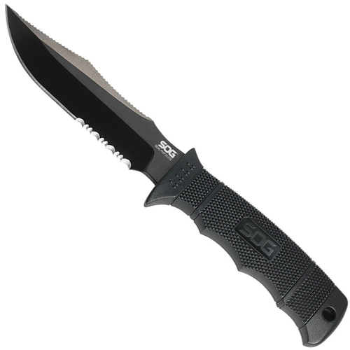 SOG Black TiNi Partially Serrated Seal Pup Elite Fixed Blade Knife