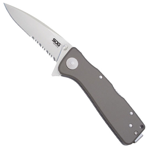SOG Twitch XL Partially Serrated Graphite handle Knife