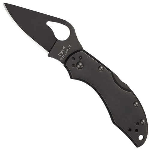 Spyderco Byrd Robin 2 Black Plain Stainless Steel Folding Knife