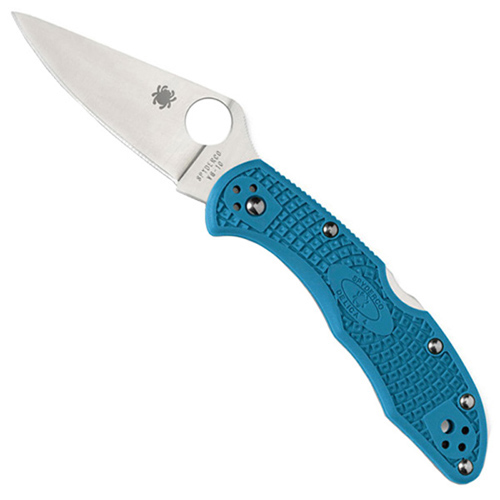 Spyderco Delica Lightweight Blue FRN Flat Ground Plain Edge Folding Knife