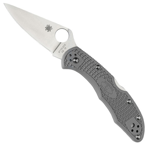 Spyderco Delica Lightweight Gray FRN Flat Ground Plain Edge Folding Knife