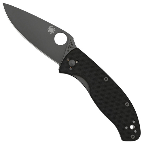 Spyderco Tenacious G-10 Black Blade Plain Edge Folding Knife