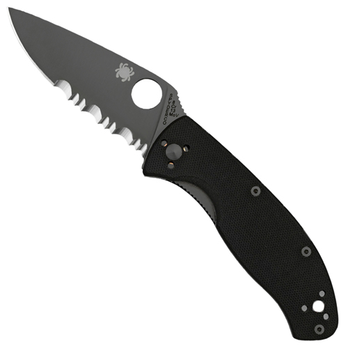 Spyderco Tenacious G-10 Black Blade Combo Edge Folding Knife