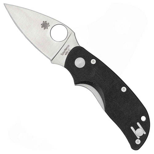 Spyderco Cat Black G-10 Plain Edge Folding Knife