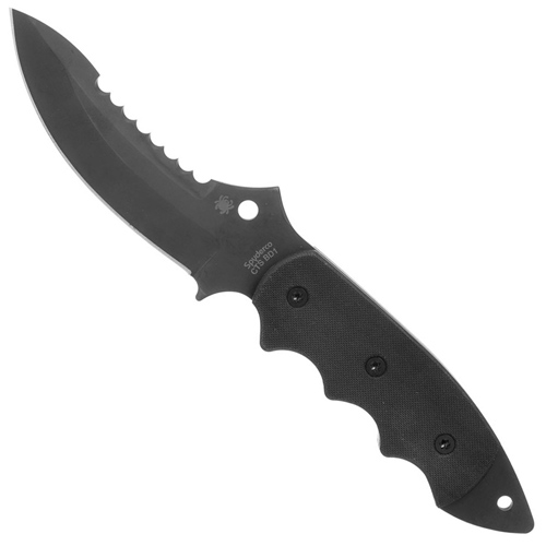 Spyderco Pygmy Warrior G-10 Black Plain And SpyderEdge Fixed Blade Knife