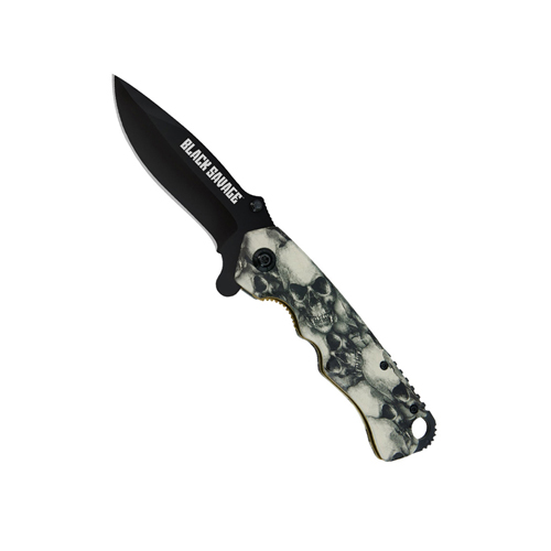 Black Savage Assisted-Opening Skull Folding Knife