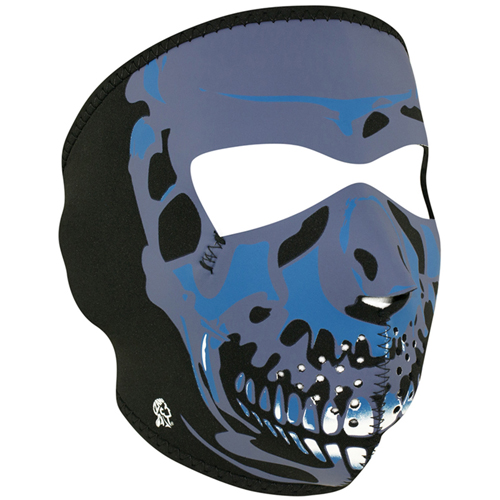 Neoprene Blue Chrome Skull Face Mask
