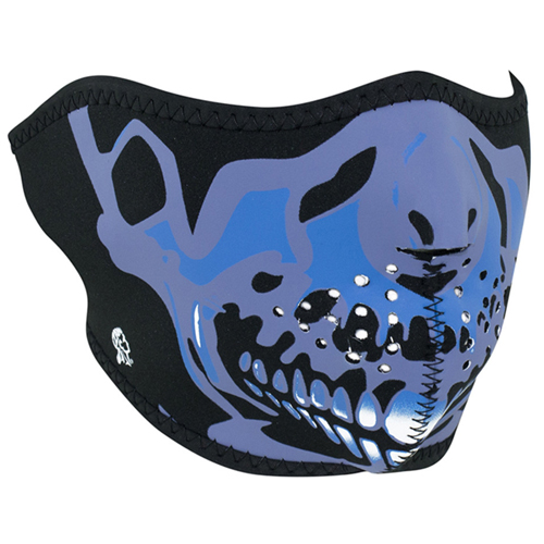 Neoprene Blue Chrome Skull Half Face Mask